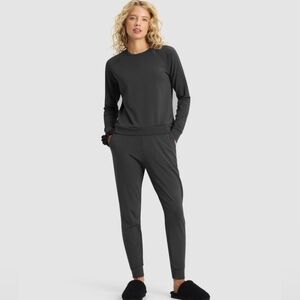 Cozy Earth Brushed Bamboo Jogger Set Women's L Gray Long Sleeve Loungewear Soft